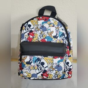 Disney Colorful Mickey Mouse Donald Duck  Gang Nylon Backpack NEW Travel Bag